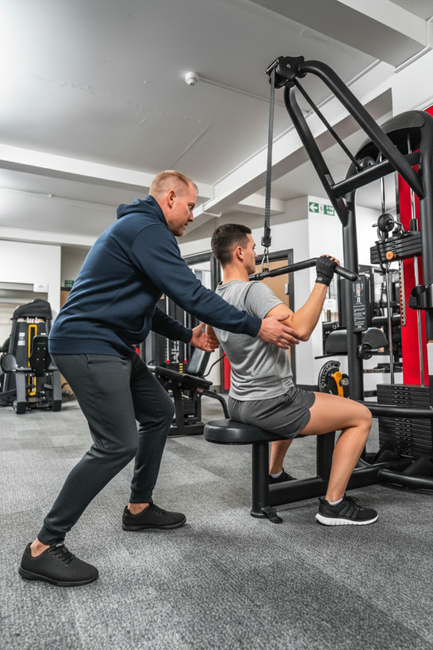 Client working towards fitness goals with a personal trainer