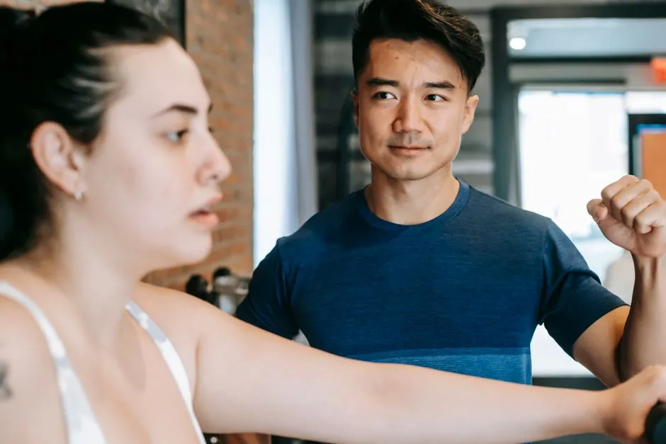 Client working towards fitness goals with a personal trainer